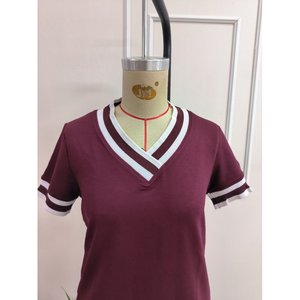 Ensemble deux pièces pour femme, chemisier à manches courtes et col en V en viscose à deux fils et pantalon, 37227 - Bourgogne - Product Image 3