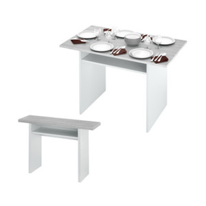 Kit Tavolo Consolle 35/70x120x75h cm Bianco/Cemento - Product Image 1