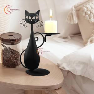 Bougeoir chauffe-plat décoratif Bougeoir en forme de chat en métal Pièce maîtresse Décoration de la maison Bougeoir unique - Product Image 1