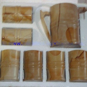 Ensemble de verres en céramique et marbre, ensemble d'eau en pierre et marbre, ensemble de 7 verres d'eau en marbre - Product Image 5