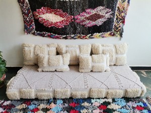 Ensemble de canapés modernes orientaux Tissu en coton et lin de qualité Motif vintage Technique tissée 200x80x20 cm Couleur personnalisable Usage domestique - Product Image 2