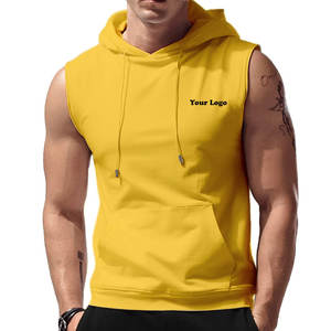 Wholesale OEM Gym <b>Sleeveless</b> <b>Hoodies</b> Lightweight Solid Color Summer Polyester/cotton Material - Product Image 1