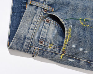 Vaqueros para hombre al por mayor suministro directo de fábrica vaqueros lavables duraderos elegantes de cintura media ajustados para ropa de calle diaria - Product Image 5