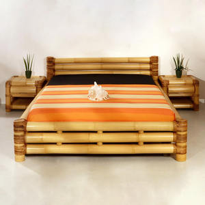 Lit double en bois de bambou écologique pour les complexes de villégiature Lits en bois faits à la main de la meilleure qualité - Product Image 1