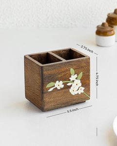 Portacucharas de Madera Artesanal con Diseño Floral Impreso a Mano para Cocinas Contemporáneas a Precio de Mayoreo - Product Image 5