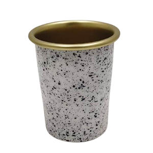 Trendiing aluminium rond jardinière vert clair émail et laiton couleur or pour bureau intérieur extérieur jardinière jardinage à la main - Product Image 3