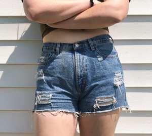 Vintage S Taille Denim Shorts Jeanagers Autre Artisanat Jeans Pantalon Court - Product Image 5