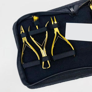 Kit d'outils professionnels pour extensions de cheveux et perlage, pince à extensions de cheveux nouées à la main avec aiguille, pochette en cuir, outils de maquillage - Product Image 4