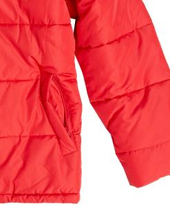 Veste matelassée à capuche rouge pour homme, couleur unie, décontractée, hiver, grande taille, épaisse, chaude, fermeture à boutons - Product Image 3