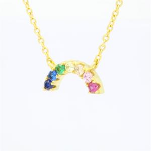สร้อยคอสีรุ้งสำหรับเด็กผู้หญิงทำจากเงินแท้สีเหลืองทอง925ทันสมัย - Product Image 3