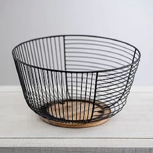 Rounded Shape Food Storage Fruit <b>Basket</b> Metal Iron <b>Wire</b> <b>Black</b> Finished Fruit <b>Basket</b> Custom Design Sustainable Quality - Product Image 1