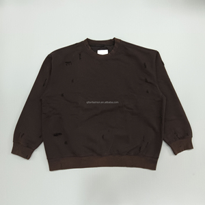 Suéter pesado lavado ácido Vintage personalizado de fabricante OEM para hombre 100% algodón logotipo personalizado sudaderas serigrafiadas - Product Image 5