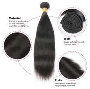 Extensions de cheveux humains vierges à 100% en mèches, ondulation droite soyeuse, double trame, prêtes à être expédiées, cheveux indiens Remy, extrémités saines - Product Image 3