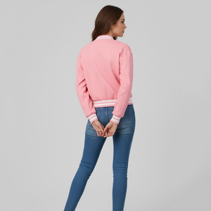 Vente en gros de haute qualité broderie personnalisée Letterman et veste de baseball veste universitaire en cuir mince pour les femmes - Product Image 6