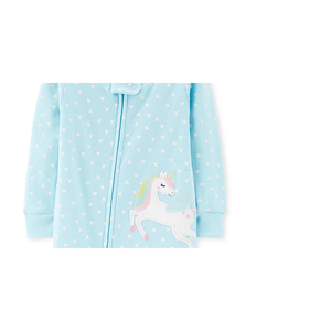 Pigiama intero blu di Carter's per bambine, taglia 3T, comodo, con stampa a cuori e design Pegaso - Product Image 2