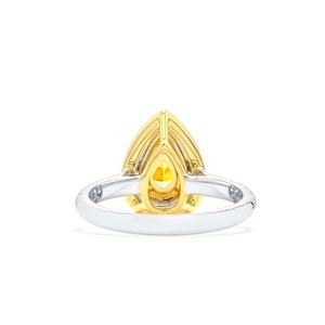 Conjunto de anillo de compromiso de Halo doble de diamante amarillo elegante de corte de pera de lujo 6Ct Moissanite 14K joyería de boda de oro - Product Image 2