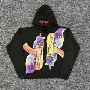 Sudadera con capucha y estampado de DTF con estampado pesado personalizado 500gsm ropa de calle de algodón sudaderas con capucha en blanco de gran tamaño para hombres con estampado de DTF - Product Image 2