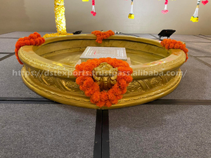 Latest Designed <b>Haldi</b> <b>Tub</b> for Pithi Ceremony Royal <b>Haldi</b> Ceremony <b>Decor</b> With Urli <b>Tub</b> Golden Lotus FRP Urli for Vatna Ritual USA - Product Image 5