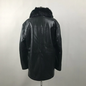 Veste en cuir d'agneau véritable sur mesure avec col montant en toile, coupe ajustée, respirante pour l'hiver, pour hommes - Product Image 5