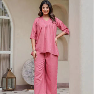 Conjunto de Dos Piezas Moderno de Algodón, Elegante y Femenino para Mujer, al por Mayor y a Bajo Precio con MOQ Bajo - Product Image 1