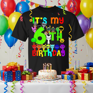 T-shirt Sprunky Happy 6th Birthday per ragazzi e ragazze, ideale per feste e regali - Product Image 3