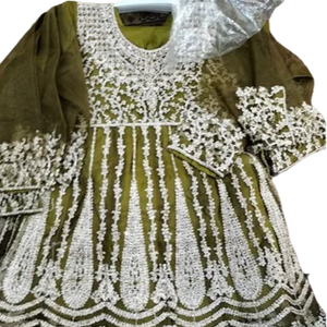 Costume pakistanais 3 pièces brodé pour enfants respirant Salwar Kameez robe prête à l'emploi dentelle pour les occasions de club robe de fille - Product Image 1