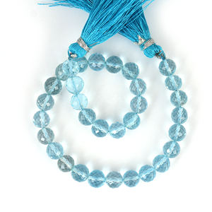 Taladro facetado en forma de bola azul cielo Natural de alta calidad, piedras preciosas sueltas de tamaño libre para joyería, cuentas de piedra al por mayor - Product Image 3