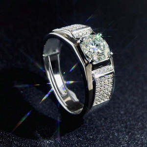 Anillo de Plata Premium para Hombre, con Diamantes Clásicos, Turquesa Natural, Patrón Geométrico, Bañado en Rodio, para Compromiso - Product Image 1