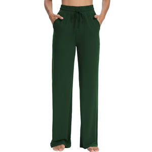 กางเกงวอร์มขาบานทรงตรงสีพื้นพร้อมเชือกผูกเอว รุ่นหนาพิเศษ ปี 2026 รับทำโลโก้ตามสั่ง (OEM) สำหรับฤดูหนาว - Product Image 1