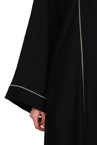 Nouveau à la mode femmes Naqab à manches longues ligne unique noir Burqa Style ethnique solide Hijab mode islamique robes musulmanes Abaya - Product Image 3