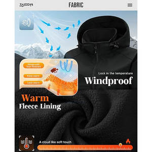 Women Waterproof Softshell <b>Jacket</b> with Removable Hood Lightweight <b>Fleece</b> Lined <b>Warm</b> Insulated Rain Windbreaker Coat Black - Product Image 4