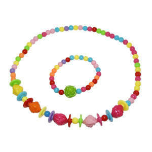 Ensembles de bijoux de mode Cuteens-Collier de perles multicolores avec bracelet 1106713A - Product Image 1