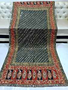 ผ้าคลุมไหล่ผ้าไหมปากีสถานแบบดั้งเดิมได้รับความนิยมปักลายดอกไม้หลากสีพร้อมกระจกทำงานสไตล์ชนเผ่าของขวัญ - Product Image 6