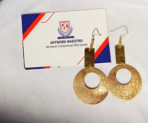 Pendientes de Latón de Lujo Hechos a Mano con Diseños Tradicionales Modernos - Joyería India Chapada en Oro - Venta al por Mayor - Product Image 2