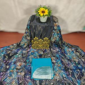 Robe de fête du Nouvel An pour filles, élégance éternelle, traditionnelle somalienne, en pierre perlée, jacquard uni, design floral Fransawi Dirac - Product Image 2