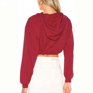 Venta caliente Invierno Polar pulóver con capucha Crop Top Sudadera con capucha con logotipo frontal ecológico manga larga Casual algodón - Product Image 2