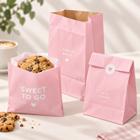 Sacs en papier kraft biodégradables roses personnalisés avec logo, résistants à la graisse, pour mini-beignets, biscuits et chocolats – Vente chaude
