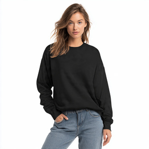 Sudaderas con hombros caídos para mujer, sudadera de lana pesada para invierno al aire libre, sudadera holgada de manga larga con cuello redondo para mujer - Product Image 2