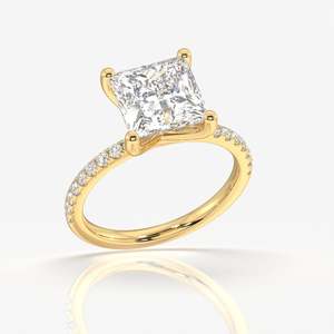 Princess Cut Moissanite Diamond <b>Ring</b> Pave Sterling Silver Unique and Elegant Jewelry Piece - Product Image 3