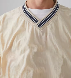 Custom wholesale Blank Oversized Sweatshirt <b>light</b> weight Nylon Waterproof fabric Ribbed Neck Pullover Sweatshirt Men Hoodies - Product Image 4