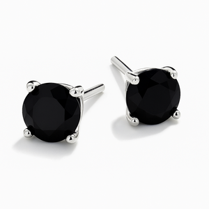 Bijoux en pierres précieuses naturelles romantiques en gros, argent sterling plaqué rhodium, boucles d'oreilles à clous en onyx noir taillé, cadeau pour enfants, mariages - Product Image 3