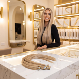 Extensiones de Cabello Remy Adhesivas al por Mayor, 50g, 22 Pulgadas, Cinta Invisible, <span class=keywords><strong>Rubio</strong></span> Ceniza, Cabello Humano Remy, Cinta Adhesiva Delgada para Tiendas de Cabello - Product Image 1