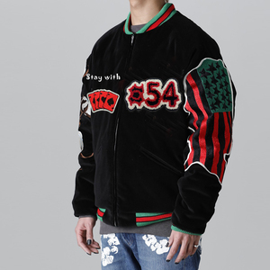 Venta al por mayor de cuero negro con cremallera de alta calidad Chenille parches Universidad al aire libre Letterman personalizado béisbol Varsity chaquetas - Product Image 1