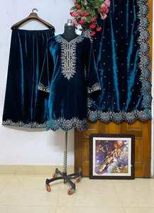 ATTRACTIVE GEORGETTE SEQUENCE EMBROIDERY and MIRROR WORK TOP SHARARA WITH DUPATTA GREY - Product Image 5