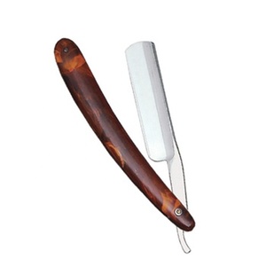 Vente en gros LCI Rasoir droit pour barbiers Dernier design Manche en bois Rasoir à raser pliable à double tranchant Acier inoxydable tranchant - Product Image 6