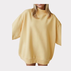 Pull à col montant surdimensionné à manches longues pour femme en polaire premium écologique, chaud, doux, en coton, coupe décontractée, vêtements d'hiver tendance, logo sur le devant - Product Image 6