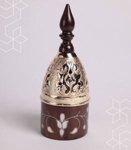 Recién llegado, quemador de incienso Bakhoor de metal y madera y Mubakhara con diseño árabe de trabajo de nácar - Product Image 1