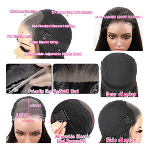 16 pouces droite Bob perruque cheveux humains 13x4 HD dentelle avant perruque de surbrillance 180% densité pré plumée 4x6 naturel noir perruque sans colle - Product Image 6