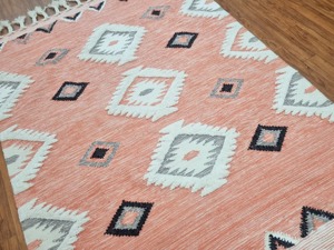 Geometric Pattern Cotton <b>Flat</b> Weave <b>Rug</b> Rectangle Bohemian Style Handmade with Tassels for Living Room Home Use - Product Image 2