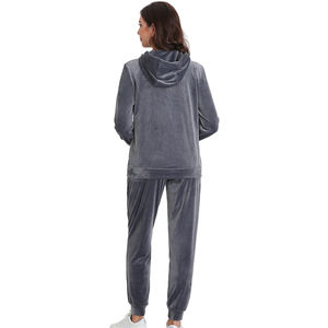 OEM velours femmes 100% coton pantalon de jogging sweat personnalisé 2 pièces hiver survêtement à capuche ensemble filles survêtement - Product Image 3